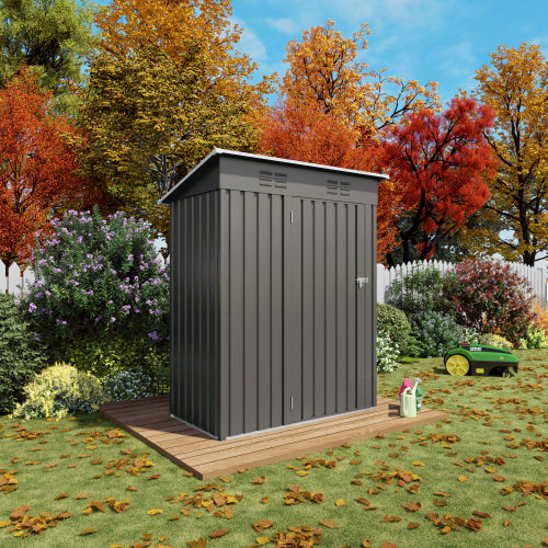 5 x 3 ft Metal Outdoor Storage Shed with Pitched Roof and Lockable Door