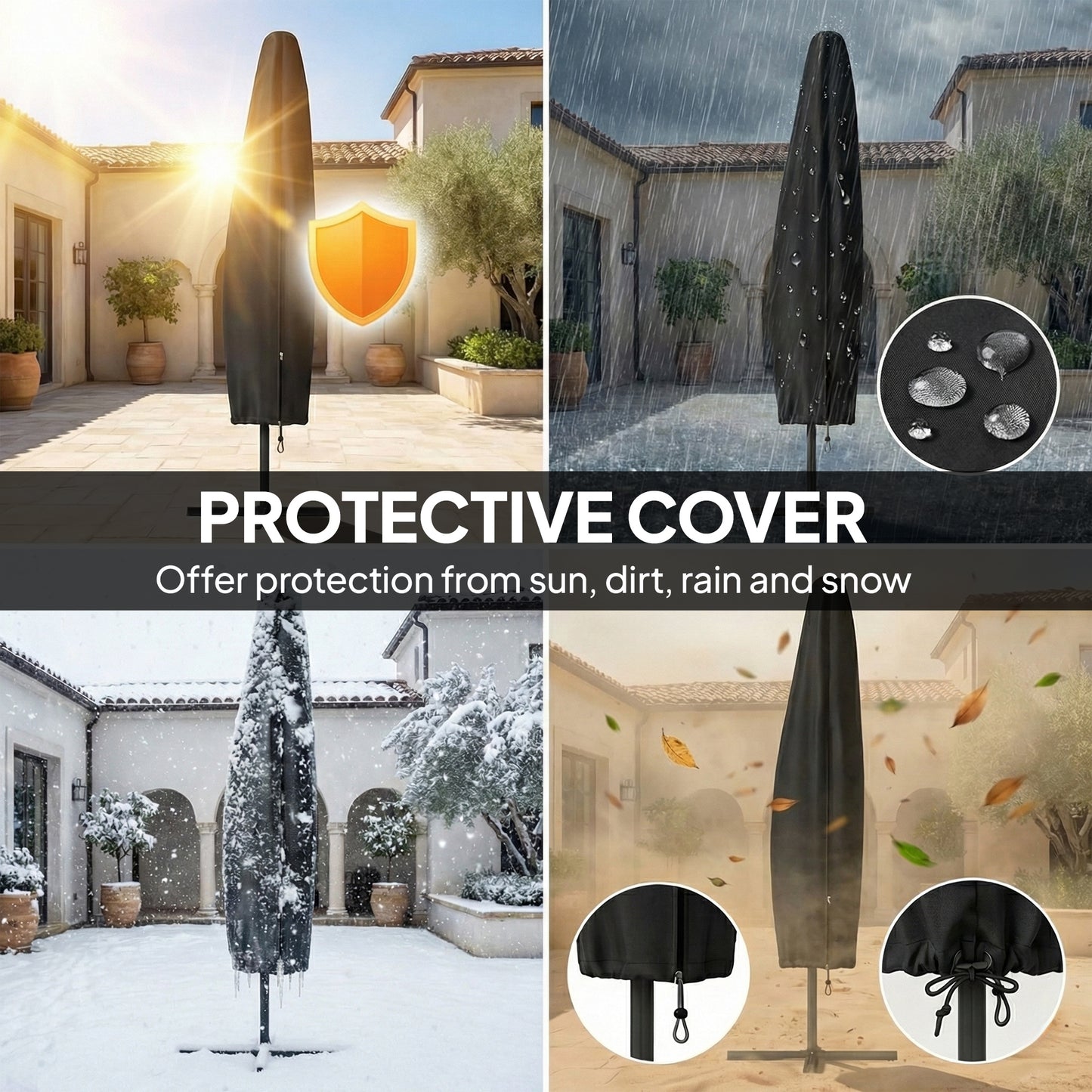 10 ft Sky Blue Offset Cantilever Patio Umbrella – 360° Rotating, Wind Resistant, UPF 30+